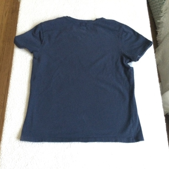 Vintage 90s GAP Striped V-Neck Tee Navy Blue Short Sleeves - Sz Medium - Picture 5 of 7